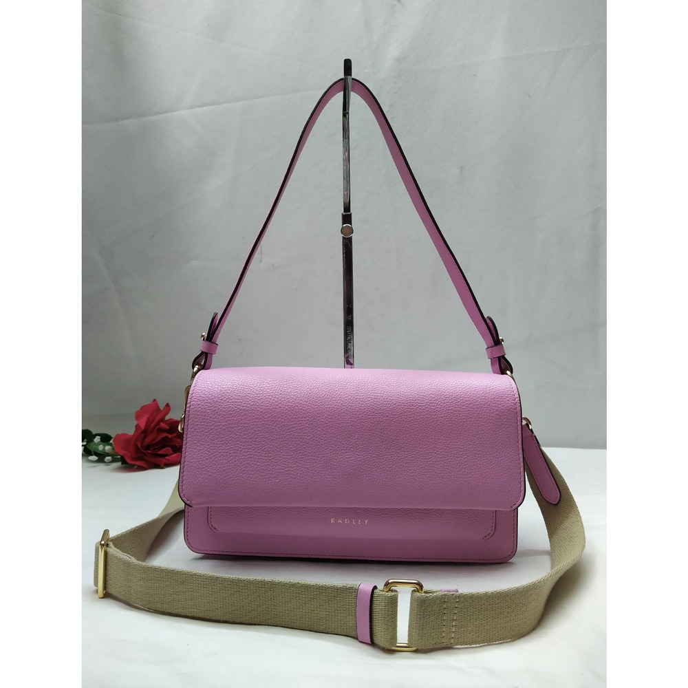 Radley London Purple Pebbled Leather Flap Closure Crossbody Bag